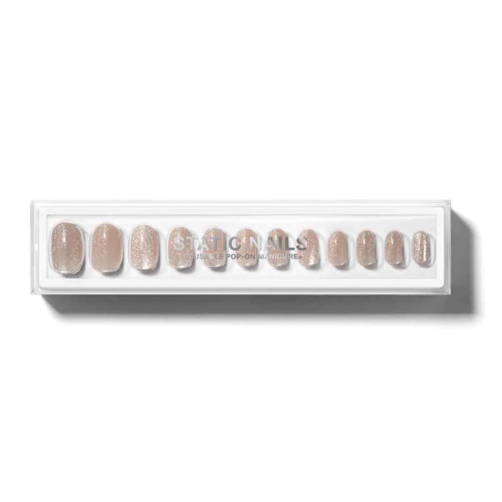 Static Nails Pop-On Reusable Champagne Round Velvet Effect